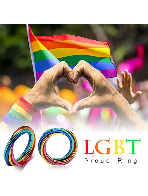 Mealguet Stainless Steel Black Enamel Rainbow Pride Stripe Pride Flag Gay & Lesbian Pride Ring Wedding Band for Men, LGBT Jewelry