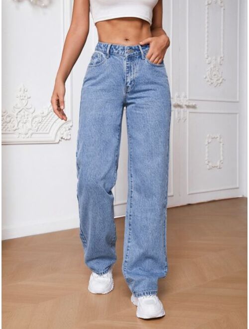 SHEIN Tall Slant Pocket Straight Leg Jeans