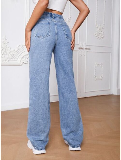 SHEIN Tall Slant Pocket Straight Leg Jeans