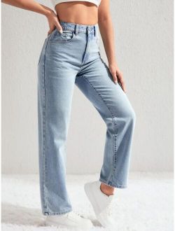Slant Pocket Straight Leg Jeans