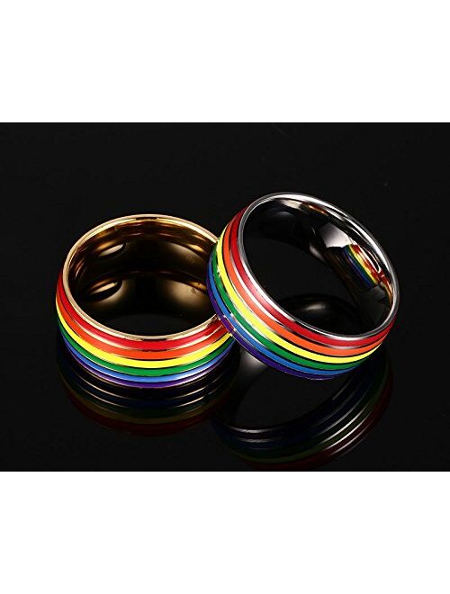 XUANPAI Personalized Custom Multi-color Stainless Steel Couples Promise Rings Band
