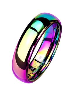 Fantasy Forge Jewelry Tungsten Rainbow Ring Womens Mens 6mm Wedding Band Handfasting Promise Sizes 5-13