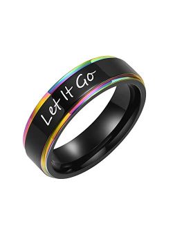 MPRAINBOW Inspirational Jewelry-Stainless Steel Black Rainbow Band Ring Hidden Motivating Quote Engraving Encouragement Birthday Graduation Frienship Gift For Men Women T