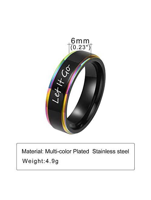 MPRAINBOW Inspirational Jewelry-Stainless Steel Black Rainbow Band Ring Hidden Motivating Quote Engraving Encouragement Birthday Graduation Frienship Gift For Men Women T