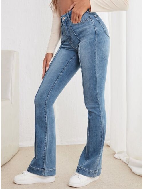 Shein Seam Detail Flare Leg Jeans