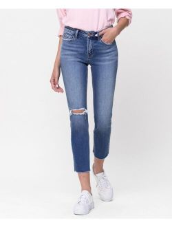 VERVET Women's Mid-Rise Straight Crop Jeans