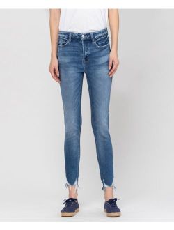 VERVET Women's High Rise Ankle Skinny Jeans with Hem Details