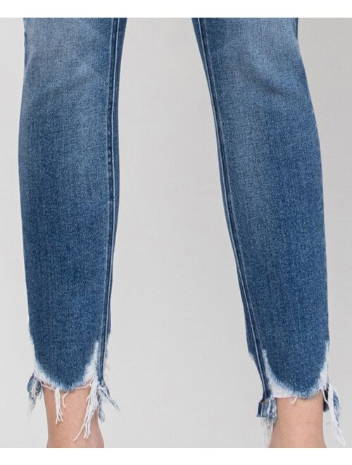 VERVET Women's High Rise Ankle Skinny Jeans with Hem Details