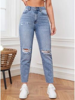 Ripped Mom Fit Jeans