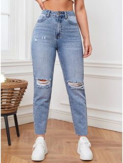 Ripped Mom Fit Jeans