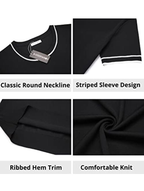 COOFANDY Men Knit Casual T Shirts Crewneck Short Sleeve Tops Slim Fit Tshirt Stretch Tee