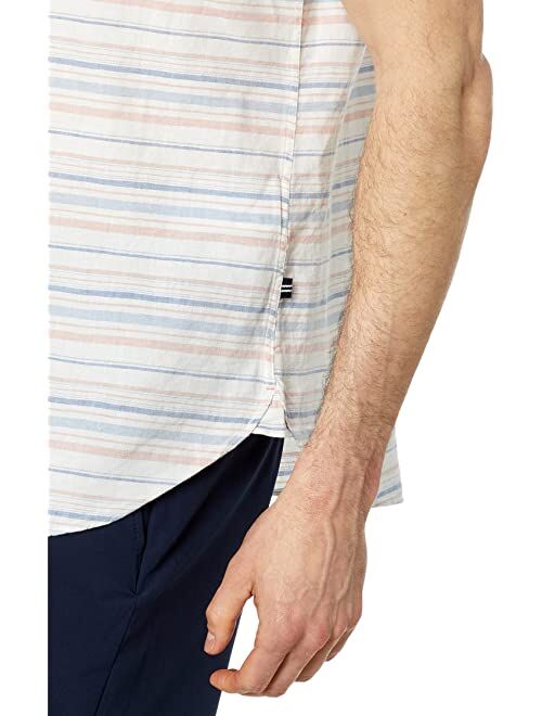 Nautica Sustainably Crafted Striped Linen Short Sleeve Shirt