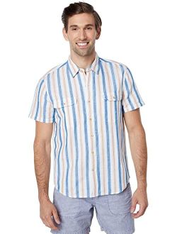 Hemp Stripe Workwear Short Sleeve Shirt