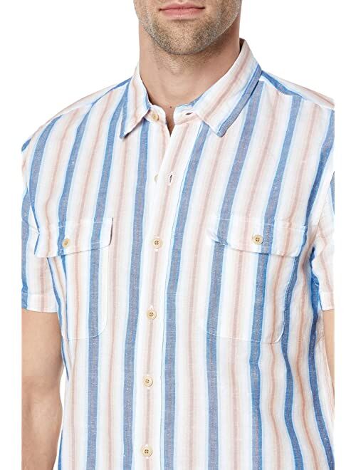 Lucky Brand Hemp Stripe Workwear Short Sleeve Shirt