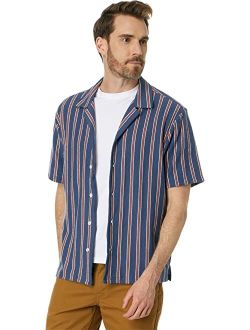 Short Sleeve Texture Knit Button-Down