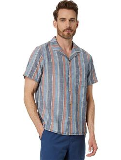Striped Short Sleeve Camp Collar Shirt