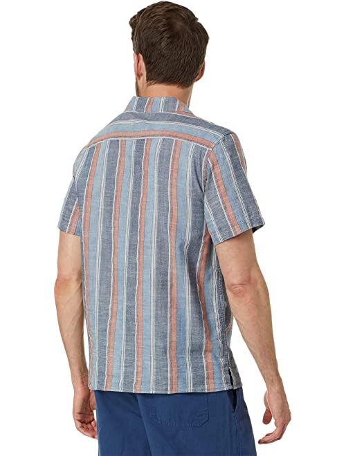 Lucky Brand Striped Short Sleeve Camp Collar Shirt