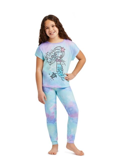 JELLIFISH KIDS Child Girls 3-Piece Pajama Set Kids Sleepwear, Short Sleeve Top with Long Pants and Matching Shorts PJ Set