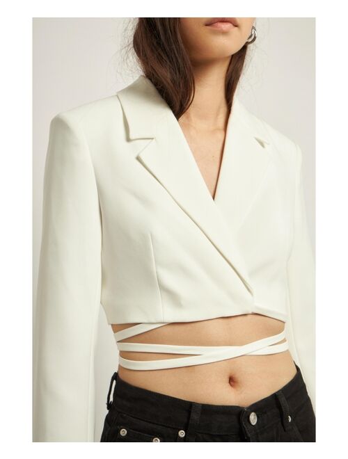 GREY LAB Women's Cropped Blazer with Tie Detail