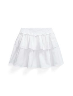 Toddler and Little Girls Tiered Cotton Seersucker Skirt