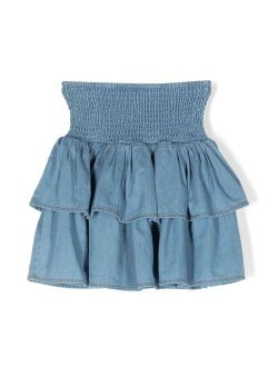 chambray tiered skirt