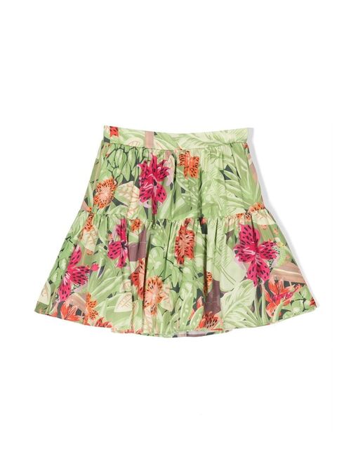 Kenzo Kids tropical-print tiered skirt