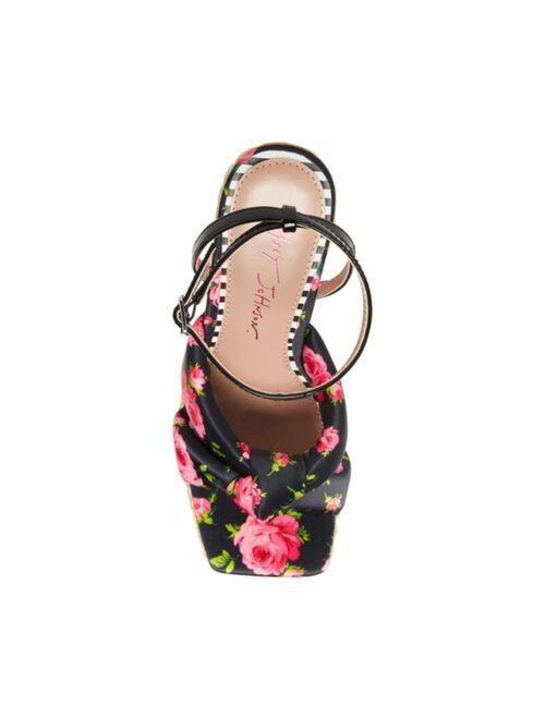 BETSEY JOHNSON Women's Pansie Floral Wedge Sandals
