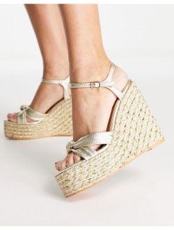 SIMMI Shoes Simmi London espadrille wedge sandals in gold