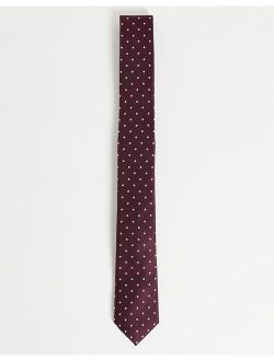 dotted tie in burgundy