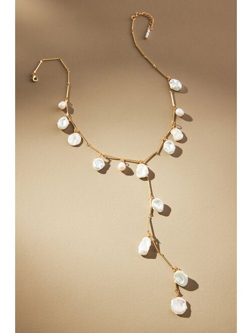 Anthropologie Floating Pearl Lariat Necklace