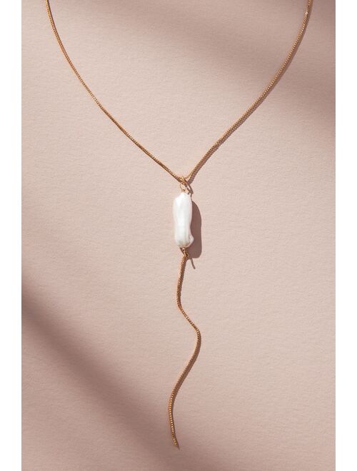 Anthropologie Delicate Pearl Lariat Necklace