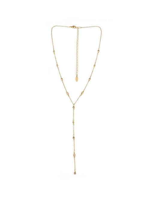 ETTIKA 18K Gold Plated Dainty Crystal Lariat Necklace