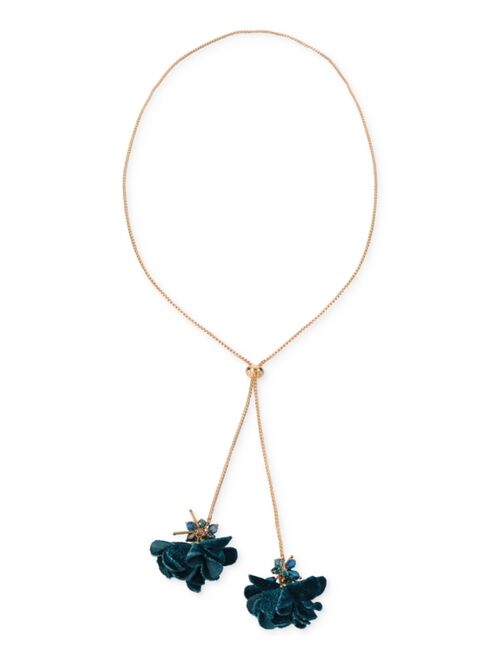 INC INTERNATIONAL CONCEPTS Gold-Tone Color Bead & Flower 40" Adjustable Lariat Necklace, Created for Macy's