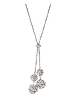 Silver-Tone Pave & Imitation Pearl Fireball Long Lariat Necklace, 36"   2" extender, Created for Macy's