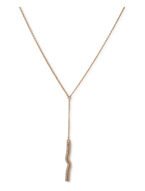 DKNY Gold-Tone Crystal Wavy Lariat Necklace, 16" + 3" extender