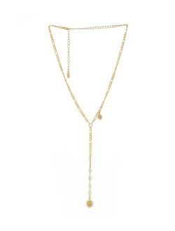 Crystal and Coin Lariat Necklace