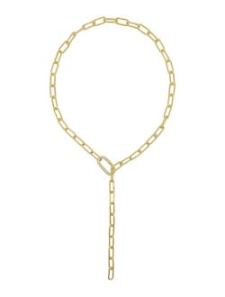 ADORNIA Women's 14K Gold-Tone Plated Y-Shaped Lariat Crystal Lock Necklace