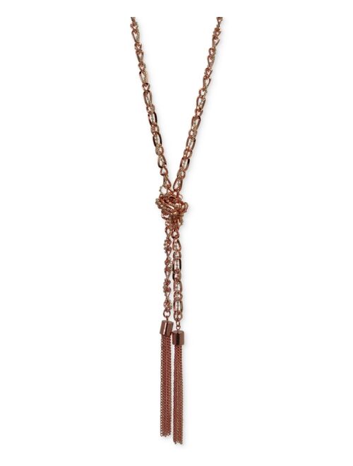 GUESS Two-Tone Long Knotted Tassel Lariat Necklace