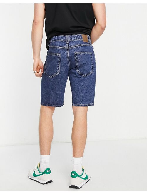 Only & Sons loose fit denim shorts in mid wash