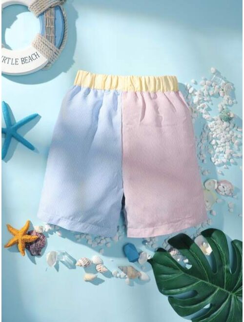 Shein Toddler Boys Two Tone Bow Front Shorts