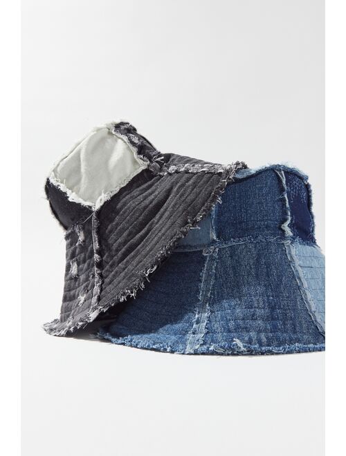 Urban Outfitters Sadie Denim Patchwork Floppy Bucket Hat