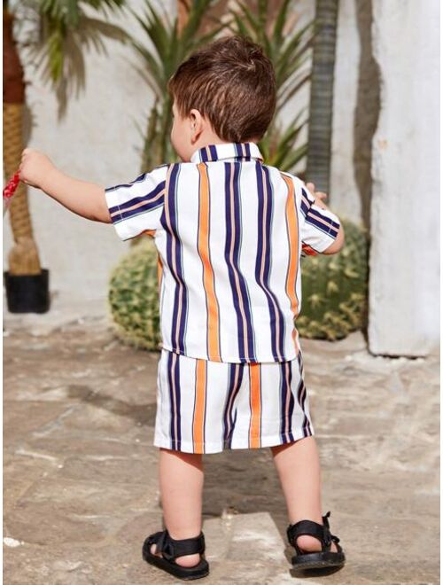 SHEIN Baby Vertical Striped Shirt & Shorts