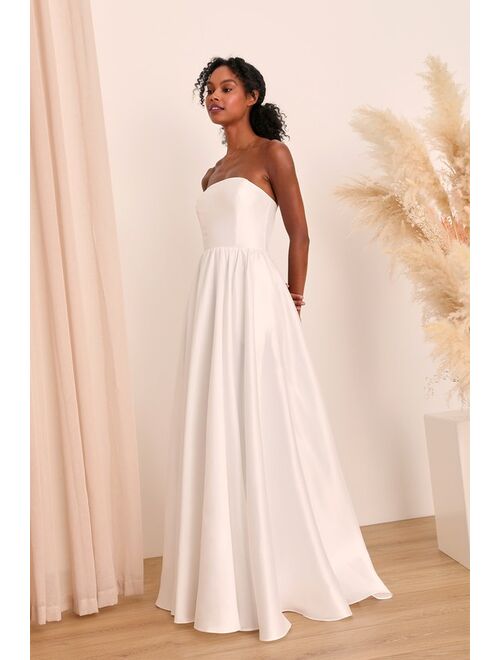 Lulus Revel in the Magic White Strapless Maxi Dress With Pockets