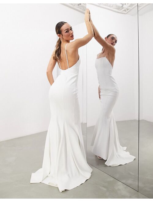 ASOS EDITION Eden crepe square neck cami wedding dress in ivory