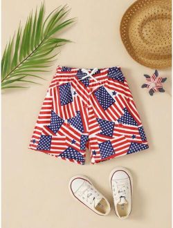 Toddler Boys Americana Print Tie Front Shorts