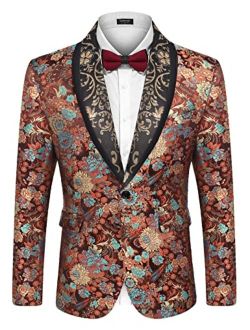 Men's Floral Tuxedo Jacket Luxury Embroidered Blazer Prom Party Dinner Suit Jacket
