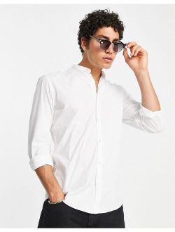band collar shirt in white