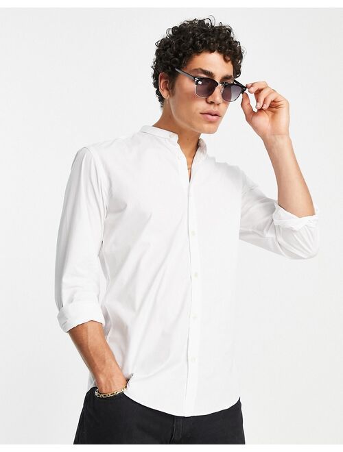 French Connection band collar shirt in white