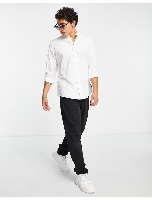 French Connection band collar shirt in white