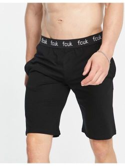 lounge shorts with logo waistband in black